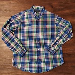 Ralph Lauren Mens Size Large L Plaid Button Up Shirt Pink Blue Green